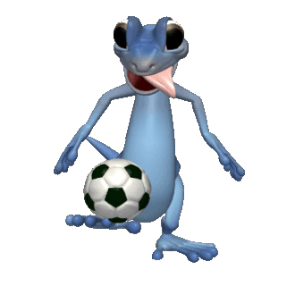 Lizard playing football